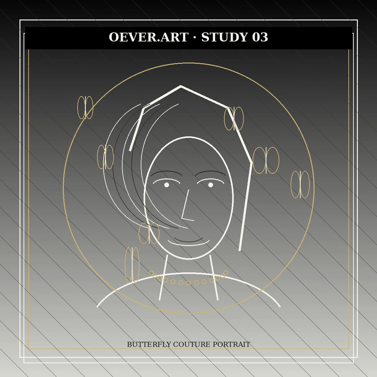 Original OEVER.ART visual study, Butterfly couture portrait.